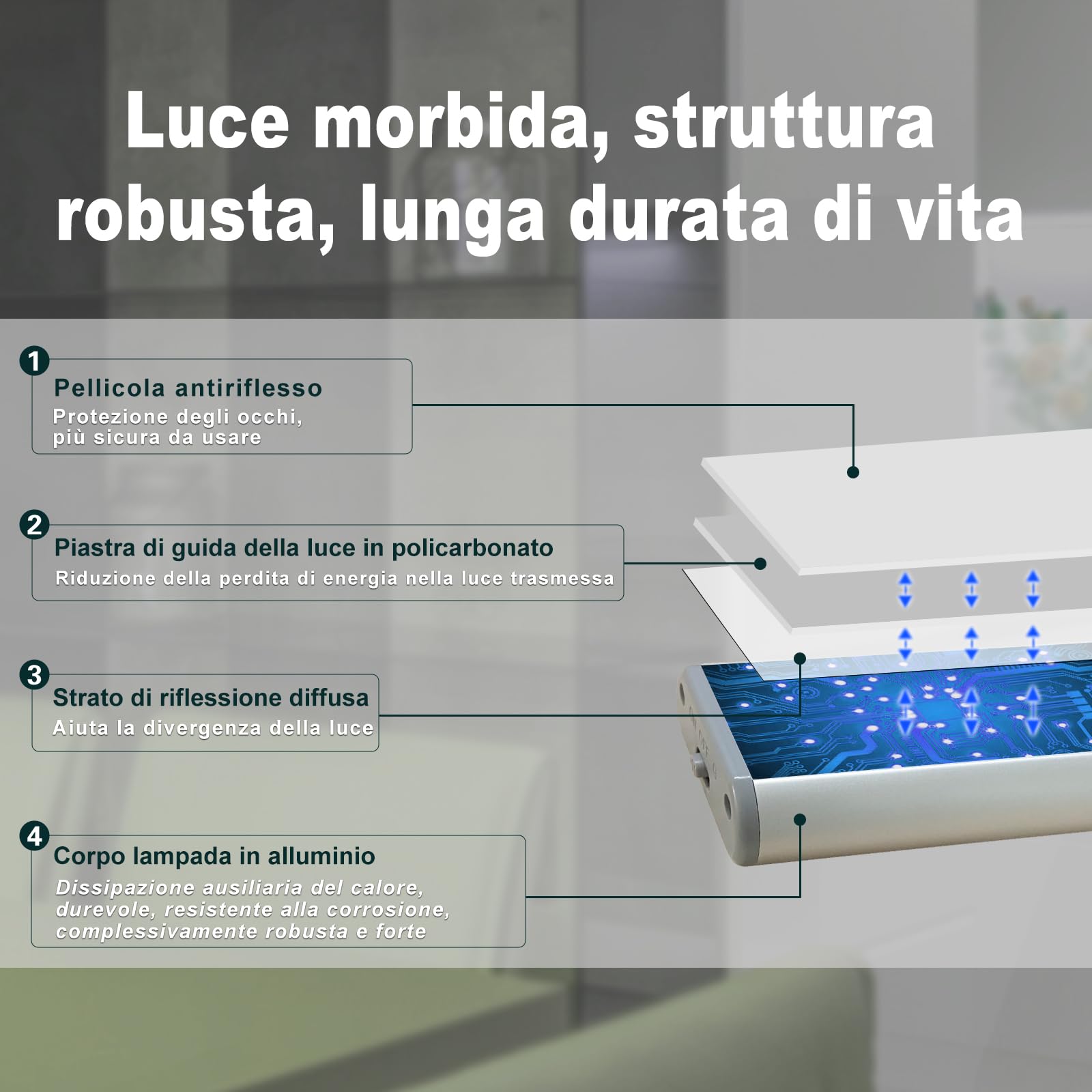 LEPOTEC Luce Armadio da 52 LED per Utilizzo Interno, Illuminazione a Batteria Ricaricabile con Sensore di Movimento, per Armadi, Cassetti, Corridoio, Camera da Letto, Colore Argento, 2 Pezzi