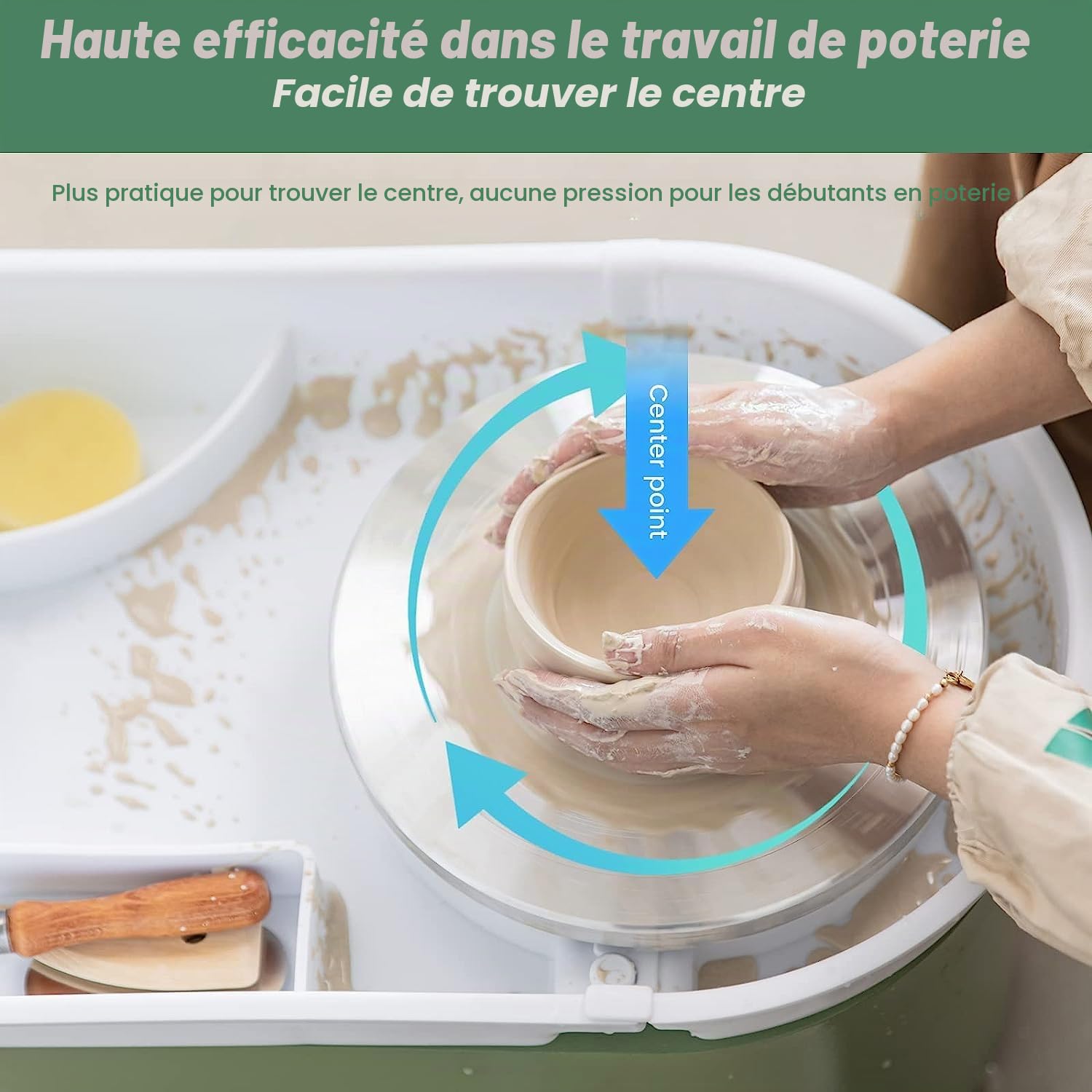 Huanyu - Roue de poterie en céramique de 25 cm avec pédale, machine de poterie électrique avec bassin amovible pour studio de poterie/poterie à la maison/DIY/école de formation à la poterie Noël