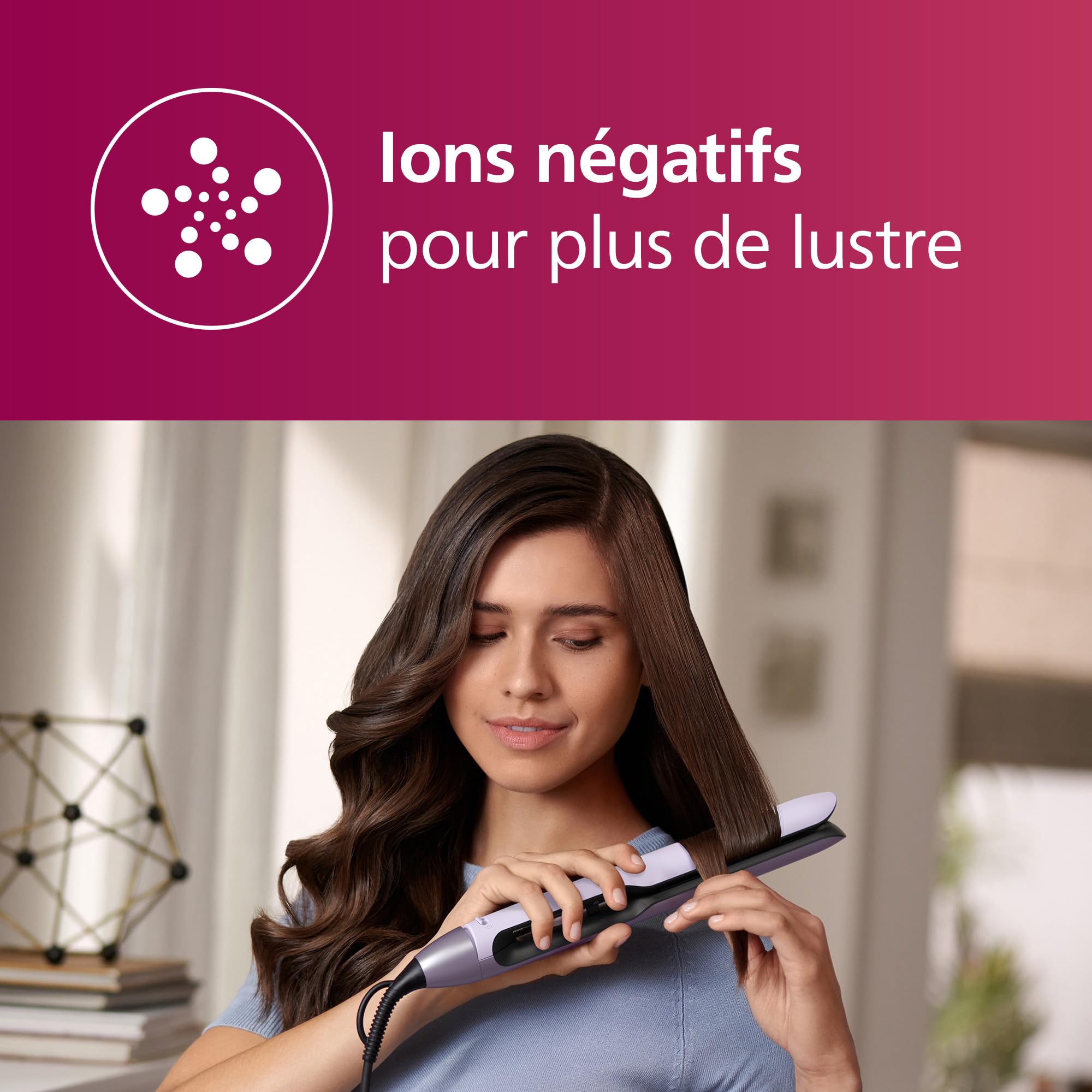 Philips Lisseur série 5000 Céramique avec technologie ThermoShield, mauve [modèle BHS530/00], 47x15mm