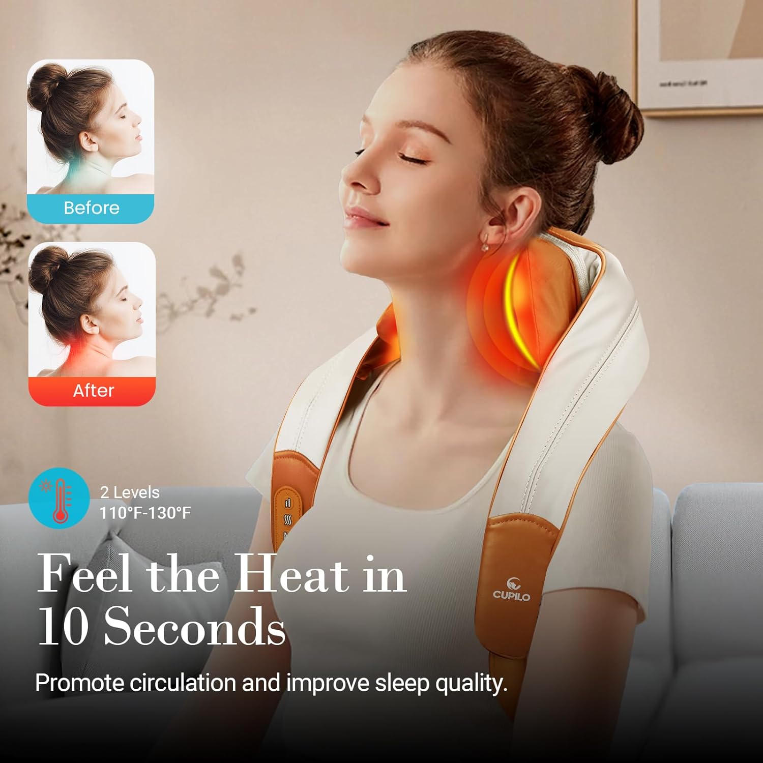 Shiatsu Neck Massager with Heat - Ideal Gift for Women,Men,Cordless 4D Expert Neck Shoulder Massage for Pain Relief,Upgarded Kneading Massager for Muscle Relaxation - Image 3