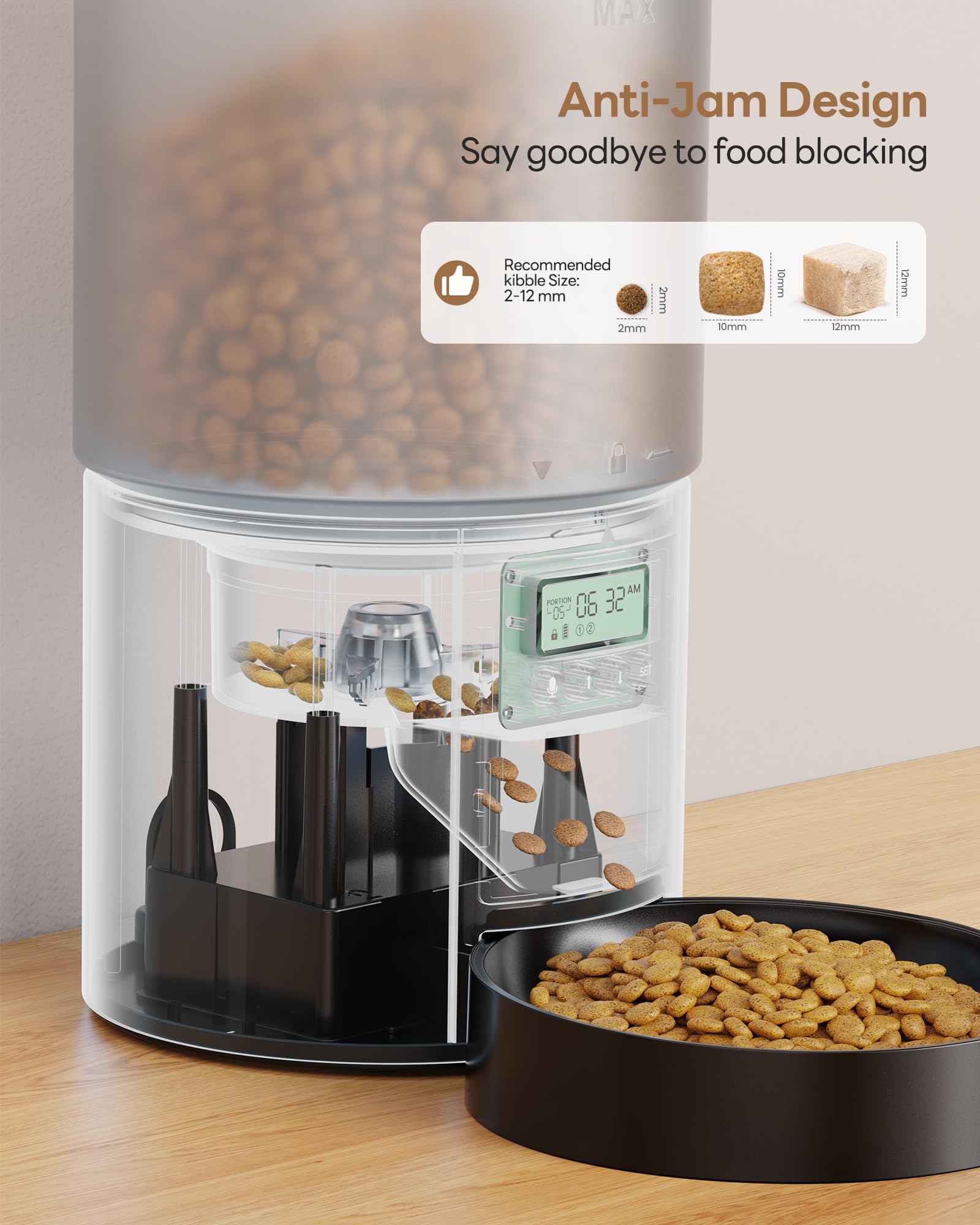 Distributore Automatico Cibo Gatti: Dispenser Crocchette Gatto con 10S Registrazione - Dosatore Crocchette per Cani con Orari di Mangiatoia Personalizzati 1-6 Pasti al Giorno Timer Programmabile