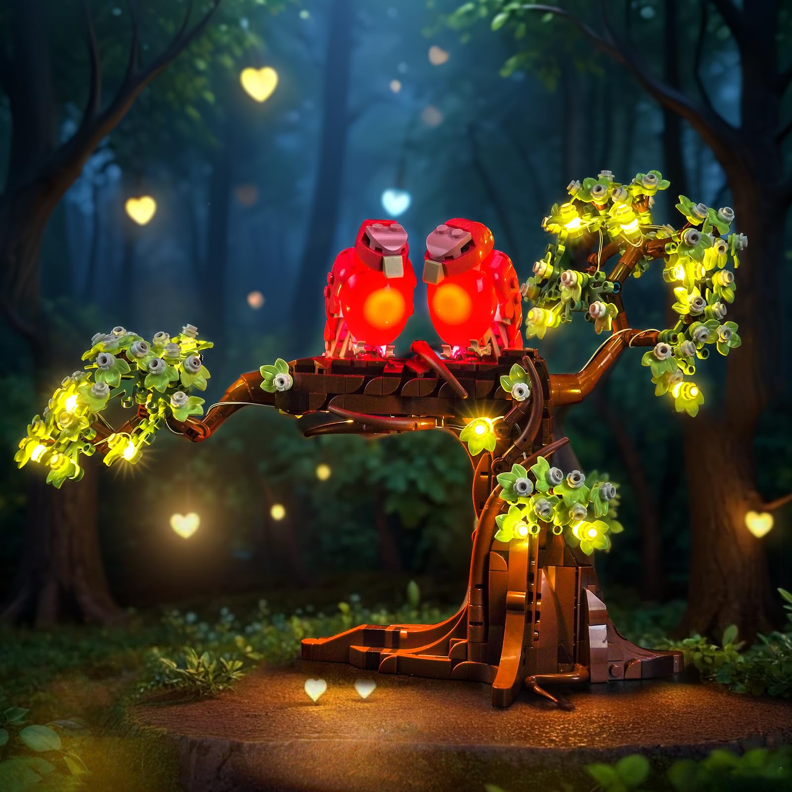 LocoLee Light Kit installed on LEGO Love Birds model