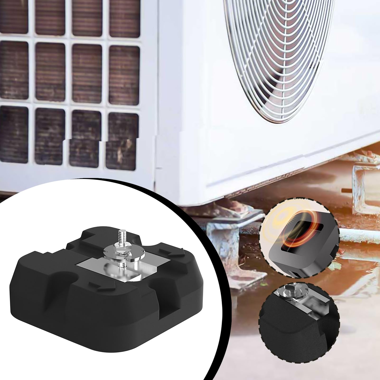 Base Para Condensador Base para Bomba de Calor | 4 Piezas Soportes Antivibración Capacidad 500 kg