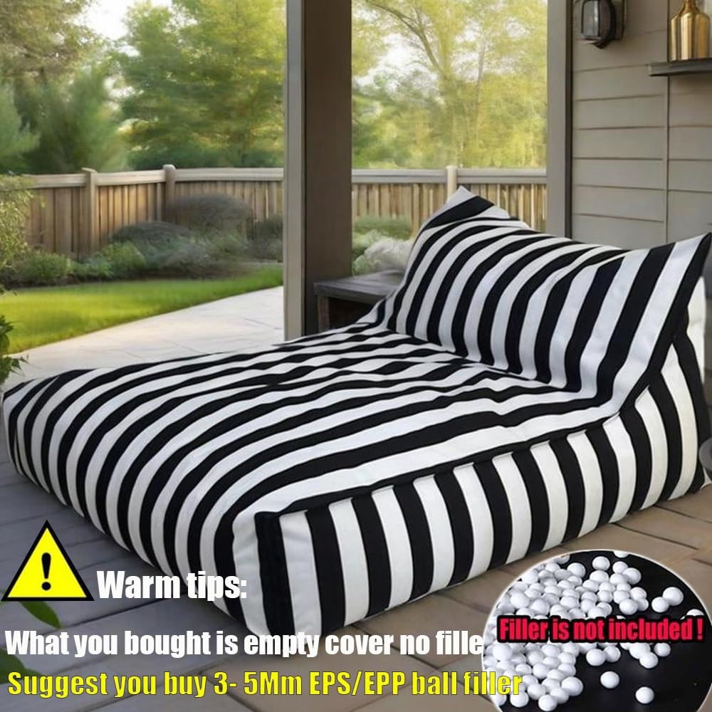 Housse Pouf Flottant Imperméable Oxford Rayures Piscine Plage Canapé-lit Dark Blue