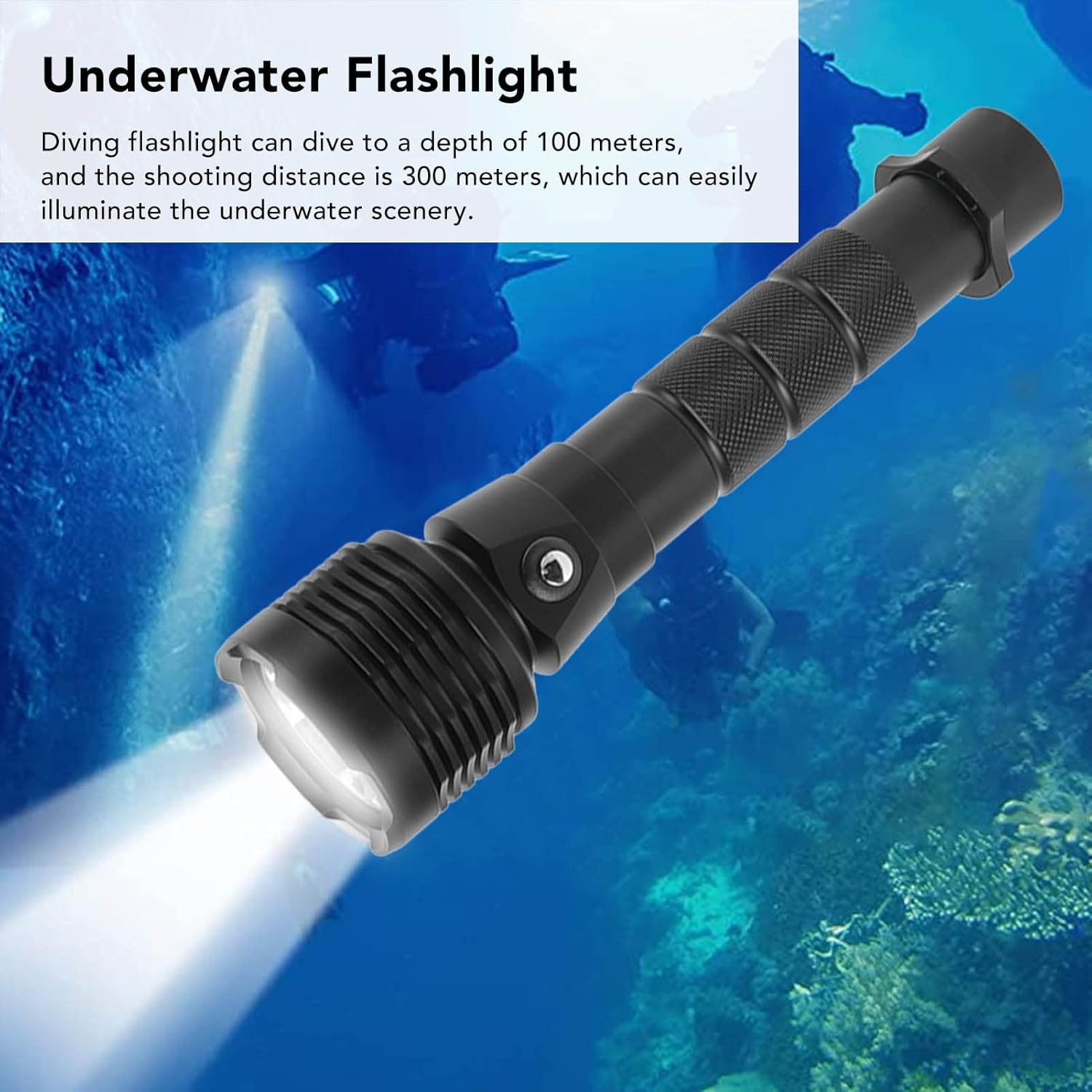 Diving Flashlight, 3600LM Strong Light Long Range LED Dive Light, IPX8 Waterproof Diving Torch for Emergency Flashlights, Camping Lights, Hunting, Exploration