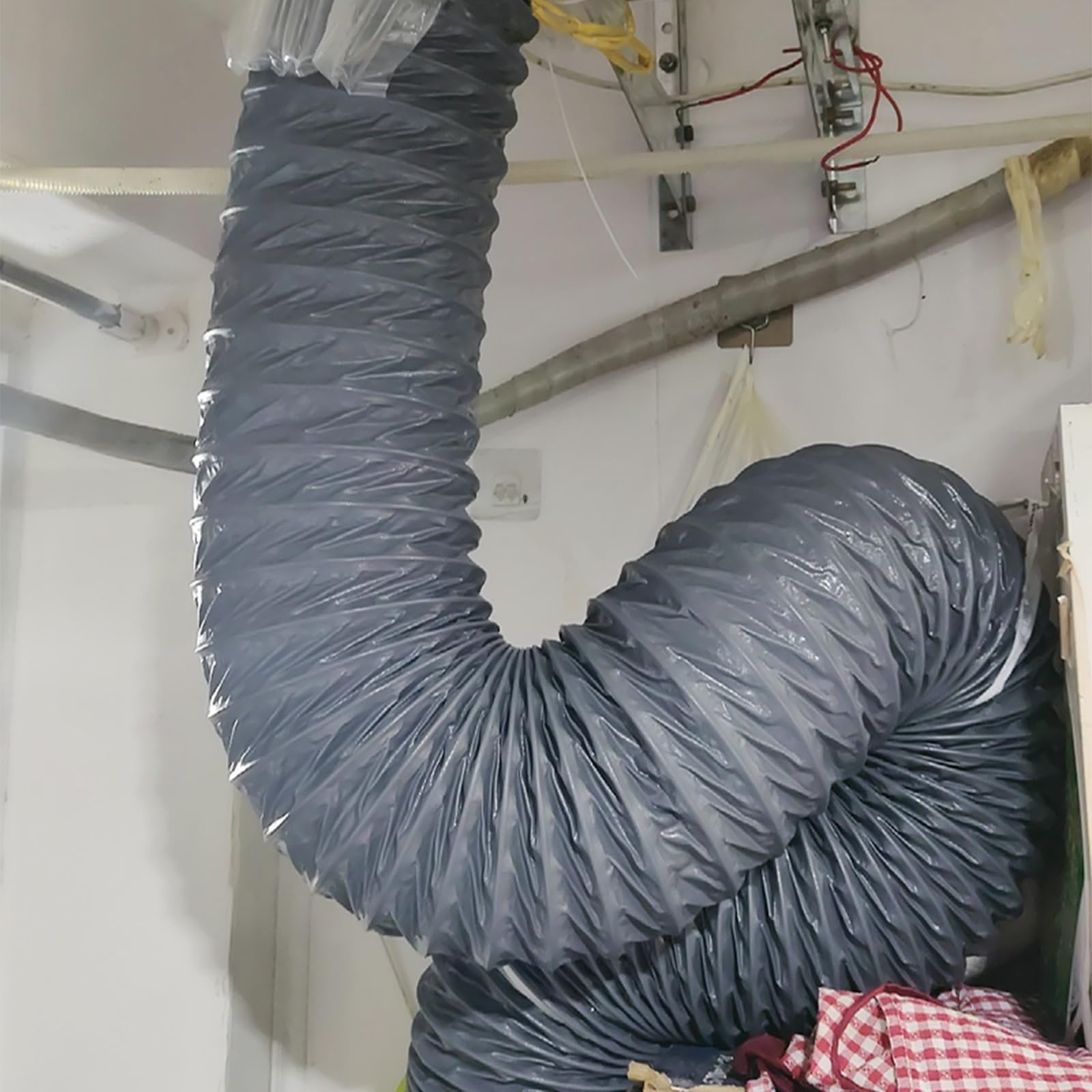 Tubo Flessibile da 6 Pollici - Condotto di Ventilazione Versatile per sistemi di Scarico, asciugatrice, HVAC (da 2" a 20"), Ideale per Uso Domestico e Commerciale (L 10 m, ID 125 mm)
