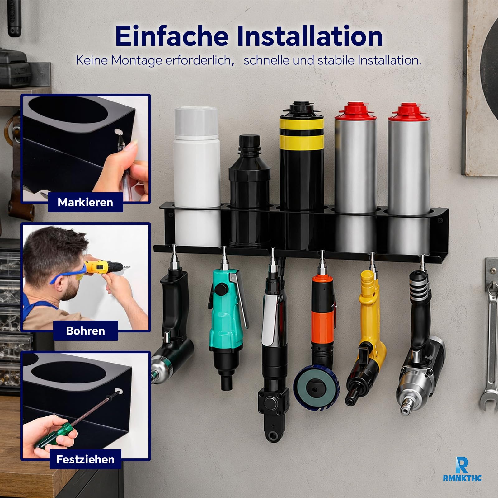 2PCS Dosenhalter für Sprühflaschen, Sprühdosenhalter aus Kohlenstoffstahl – Spraydosenhalter mit 5 Löchern & 6 Schlitzen, Sprühflaschenregal Wandregal Werkstatt für Garage und Zuhause