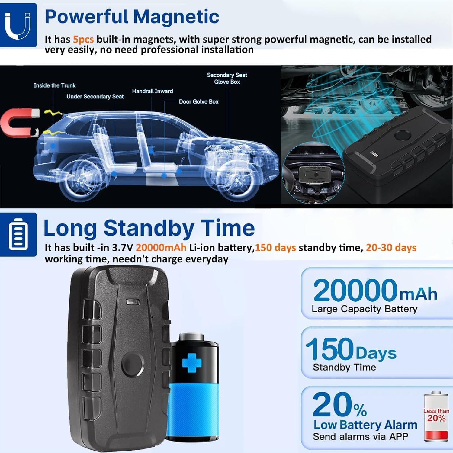 4G GPS Tracker per Auto 4G Localizzatore GPS Tracciamento tempo reale TK918 | Micro;Storico 6 Mesi;Impermeabile;allarme vibrazione;magnetico;SIM Anonima gratuita