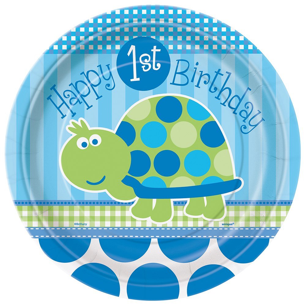 unique party First Birthday Turtle Plate 8 Pieces, 9 Inch Size