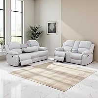 Vista 44 de Juego de sofá reclinable manual de cuero, juego de sofá reclinable negro, juego de muebles de sala de estar, sofá biplaza reclinable