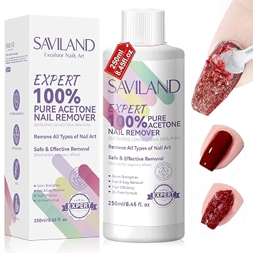 SAVILAND Nail Polish Remover 250 ML Effective Nail Polish Remover Safe & Gentle Gel Remover for Nails for All Nail Art Enthusiasts Nails Removal Expert Level Nail Care Home Travel Use