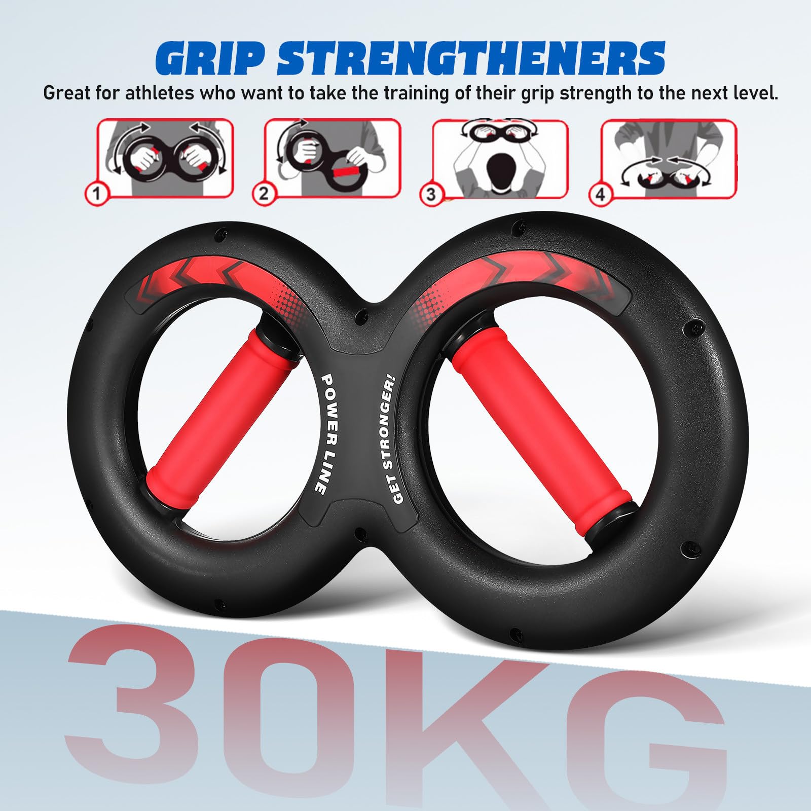Cabilock Ejercitador de Brazos en Forma de 8, 30kg, Rojo, Multifunción