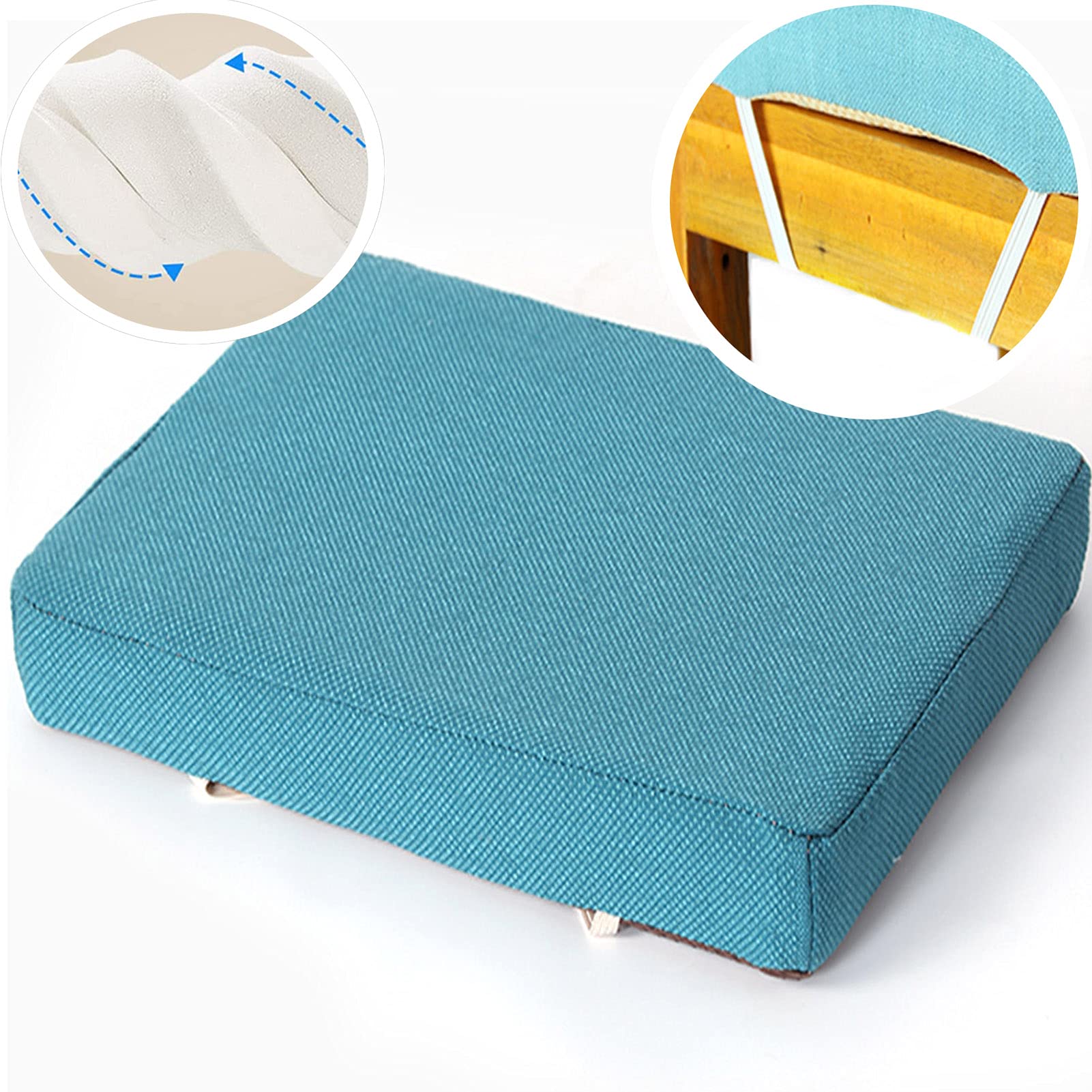 Schüler Sitzkissen Hocker Sitzkissen Rechteckiges Rutschfestes Hochhocker Kissen mit Riemen Atmungsaktiv Weichschaum Sitzkissen (35x25x8cm, Kaffeebraun )