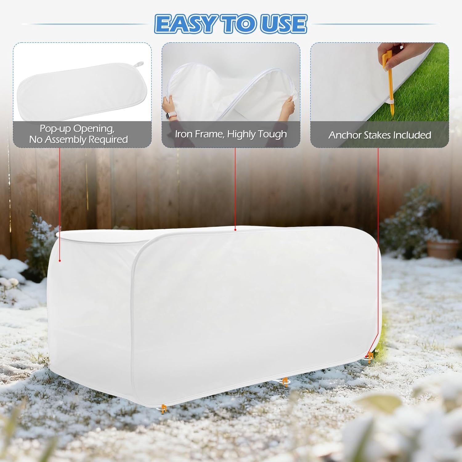 3Pcs Pop-Up Plant Winter Cover, Non-Woven Fabric Shelter with Stakes, Insulated Frost for Garden Beds, Lightweight and Foldable for Shrubs, Vegetables and Small Potted Fruit Trees(3Pcs 39x17x17")