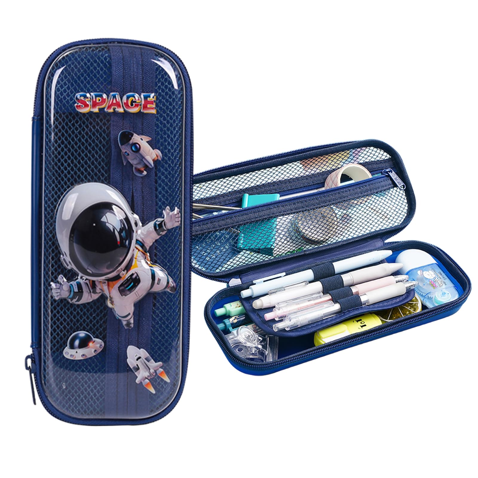3D Astronaut Pencil Case with Pen Holder & Storage 23x10x4cm Boys Girls Pencil Pouch Waterproof Pen Bag School Supplies for Durable Bag Back to School Birthday Christmas Gifts