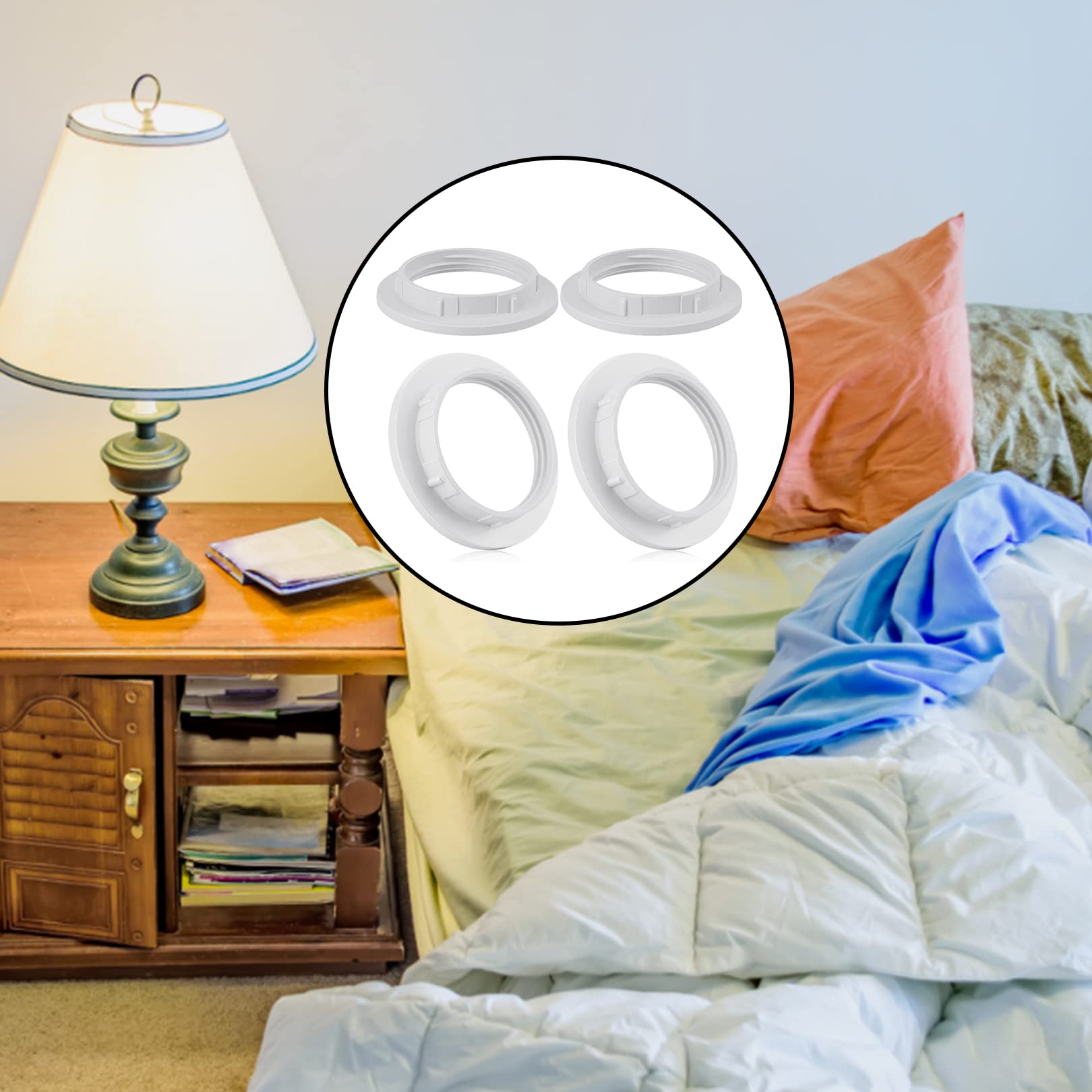 Réducteur 42mm à 29mm Anneaux Réducteurs E27 Vers E14 - Lot De 4 Pièces - Adaptateur Pour Abat-Jour - Conversion Diamètre 42mm à 29mm Adaptateur E14 E27