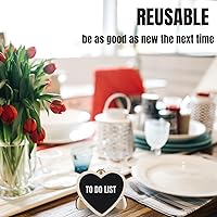 Vista 4 de 10 mini letreros de pizarra de madera, pizarra con soporte de caballete, pizarra en forma de corazón, tablero de mensajes de escritorio