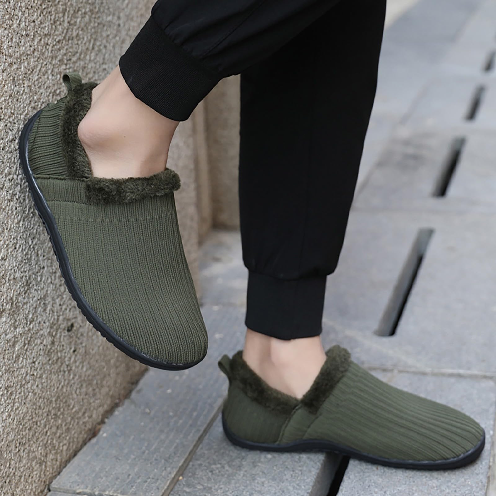 Zapatillas de estar por casa para mujer, sencillas, de un solo color, suelas suaves, antideslizantes, de algodón, de felpa, cómodas y transpirables, antideslizantes, para interiores y exteriores