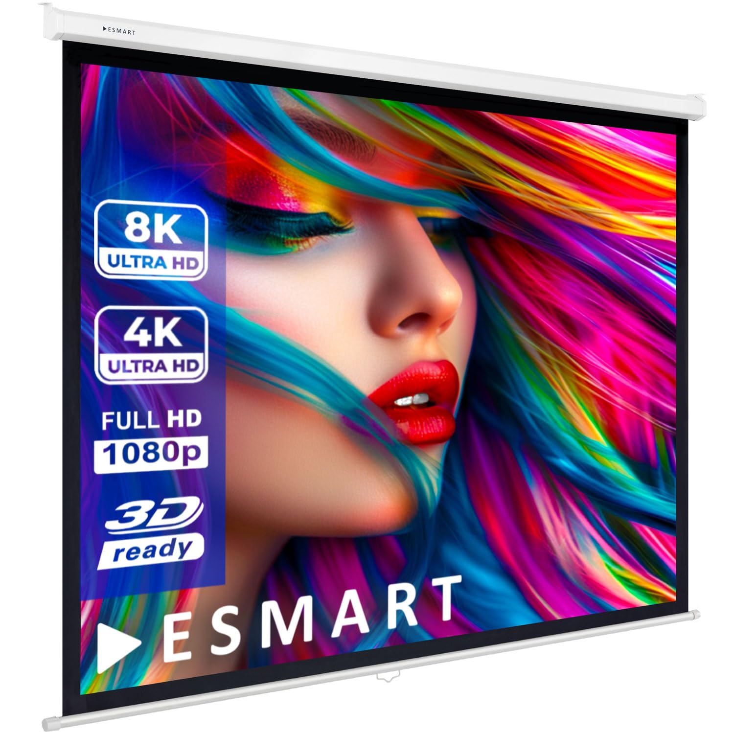 ESMART Profesional MIROLO Pantalla Manual 232 cm Imagen 213 x 213 cm (120") 1:1 | Pantalla de proyección de proyector de Cine en casa Pantalla de Enrollable LCD LED