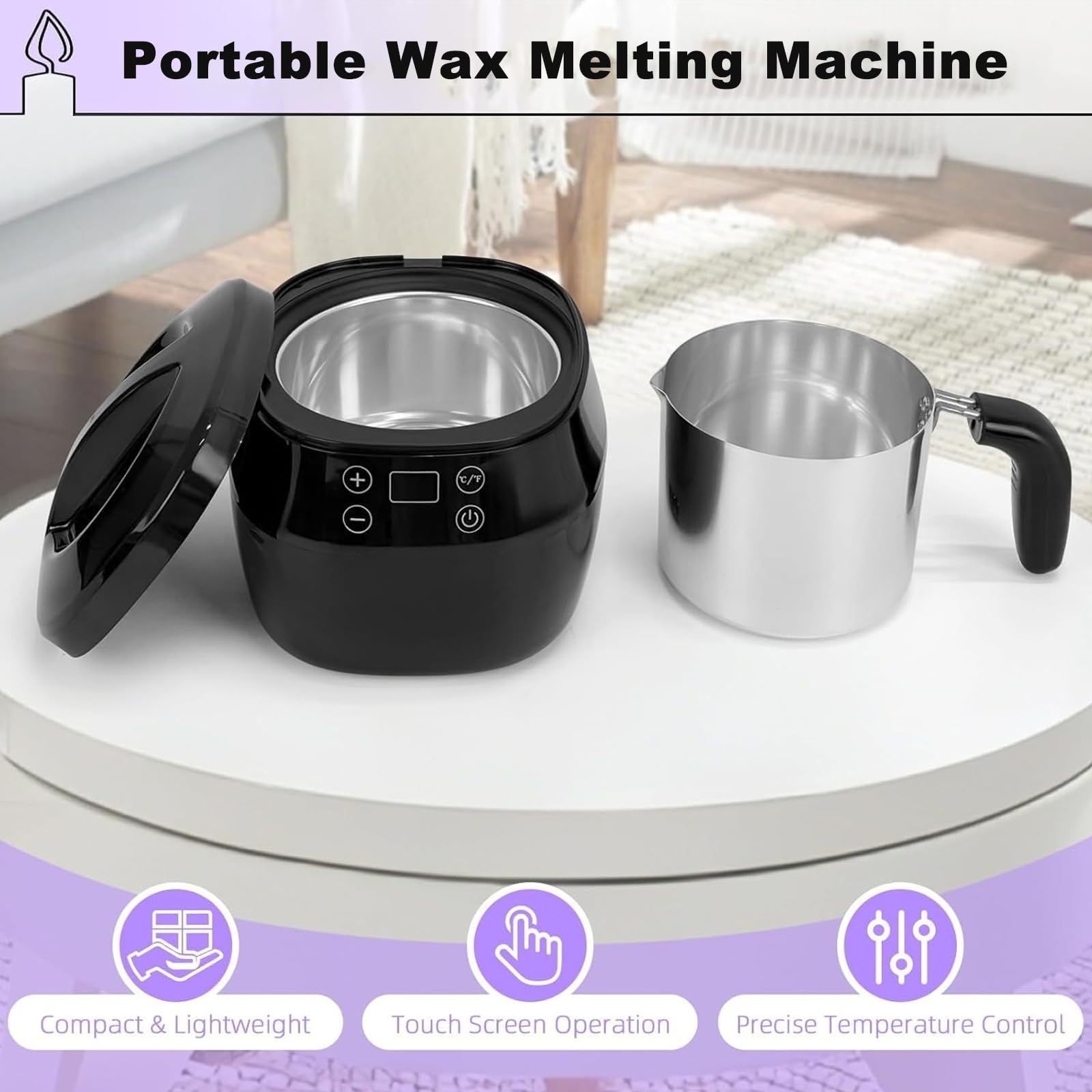 1l Pentola Elettrica Per La Creazione Di Candele Di Cera Con Display Digitale Della Temperatura, Kit Per La Creazione Di Candele Con Fonditore Di Cera In Alluminio, Per Candele Profumate Fai Da