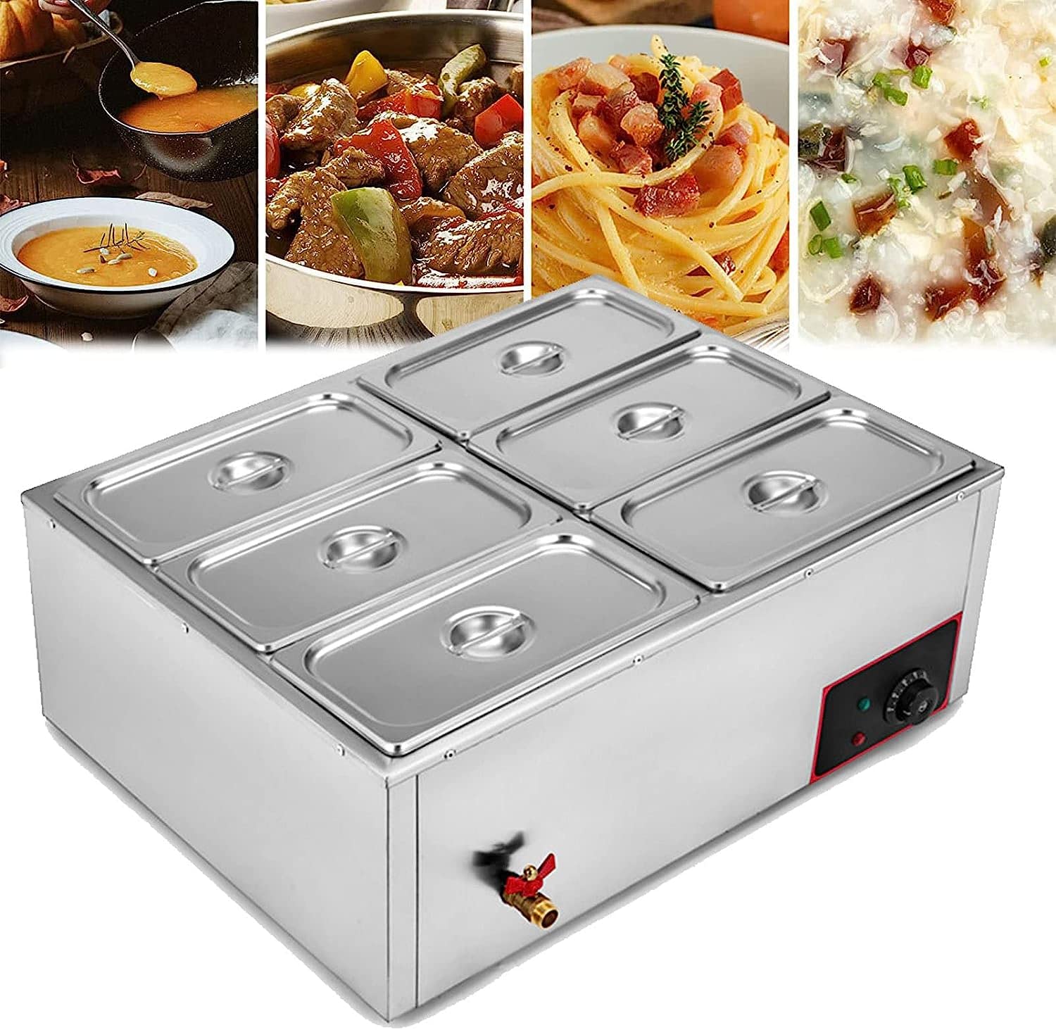 Buy 6 Pan Electric Buffet Server & Hot Plate/Food Warmer Tray, Adjustable Temperature, 850W