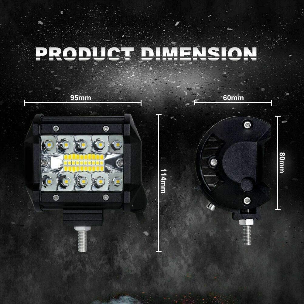 AUXTINGS 57 cm 480W 3 Filas Barra LED Offroad Barra de luz LED+10 cm LED Luces de trabajo Con 12V Cableado Haz Spot y Flood LED Luces de Trabajo para Tractor Coche Camión Barco 4x4 ATV, Impermeable