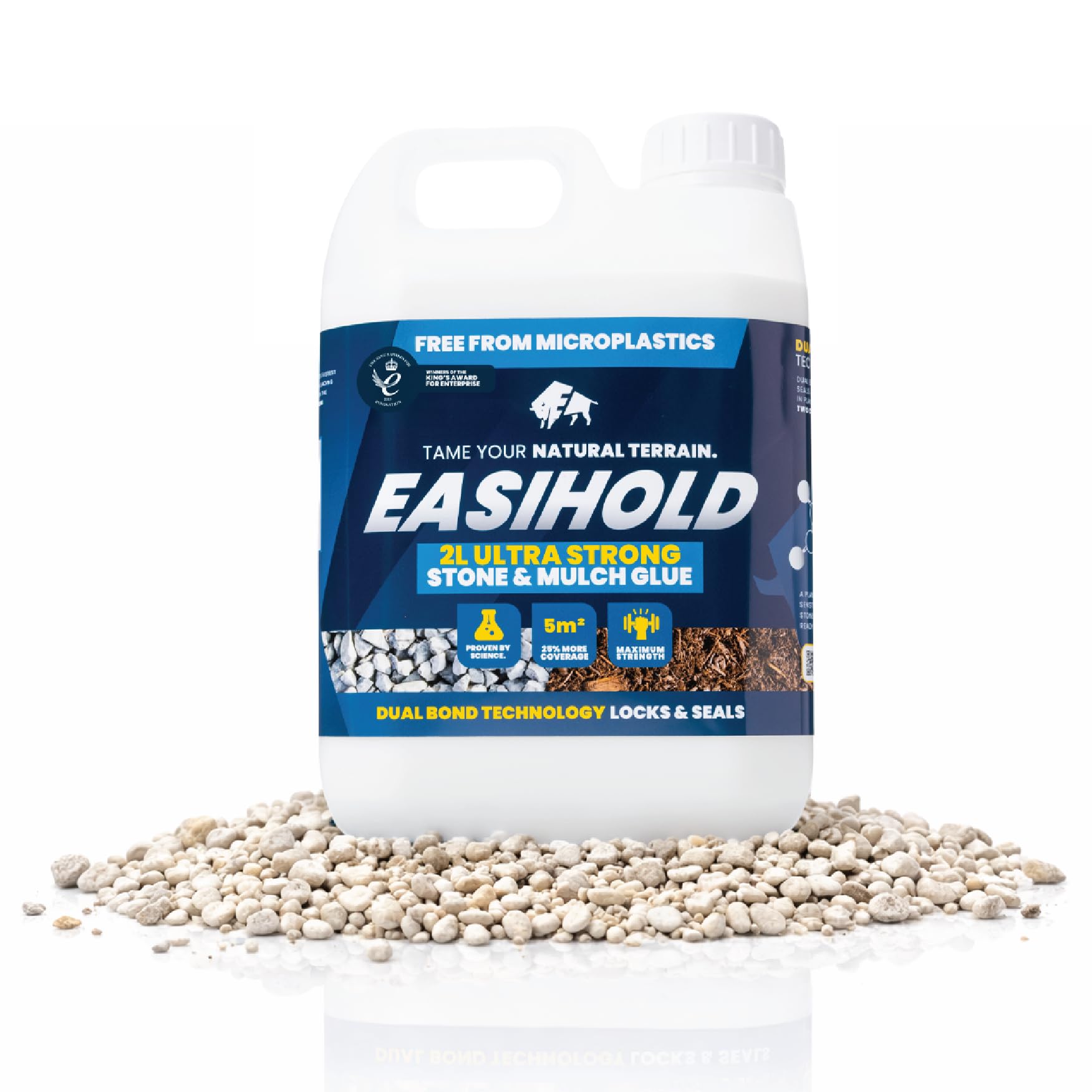 Vuba Easihold 2L Gravel Binder – Rock, Stone Adhesive & Mulch Glue, Dual Bond Tech Ready-to-Use, Pea Gravel & Bark Stabiliser for Landscaping Paths, Patios & Borders 5m² Coverage, 3-Year Protection