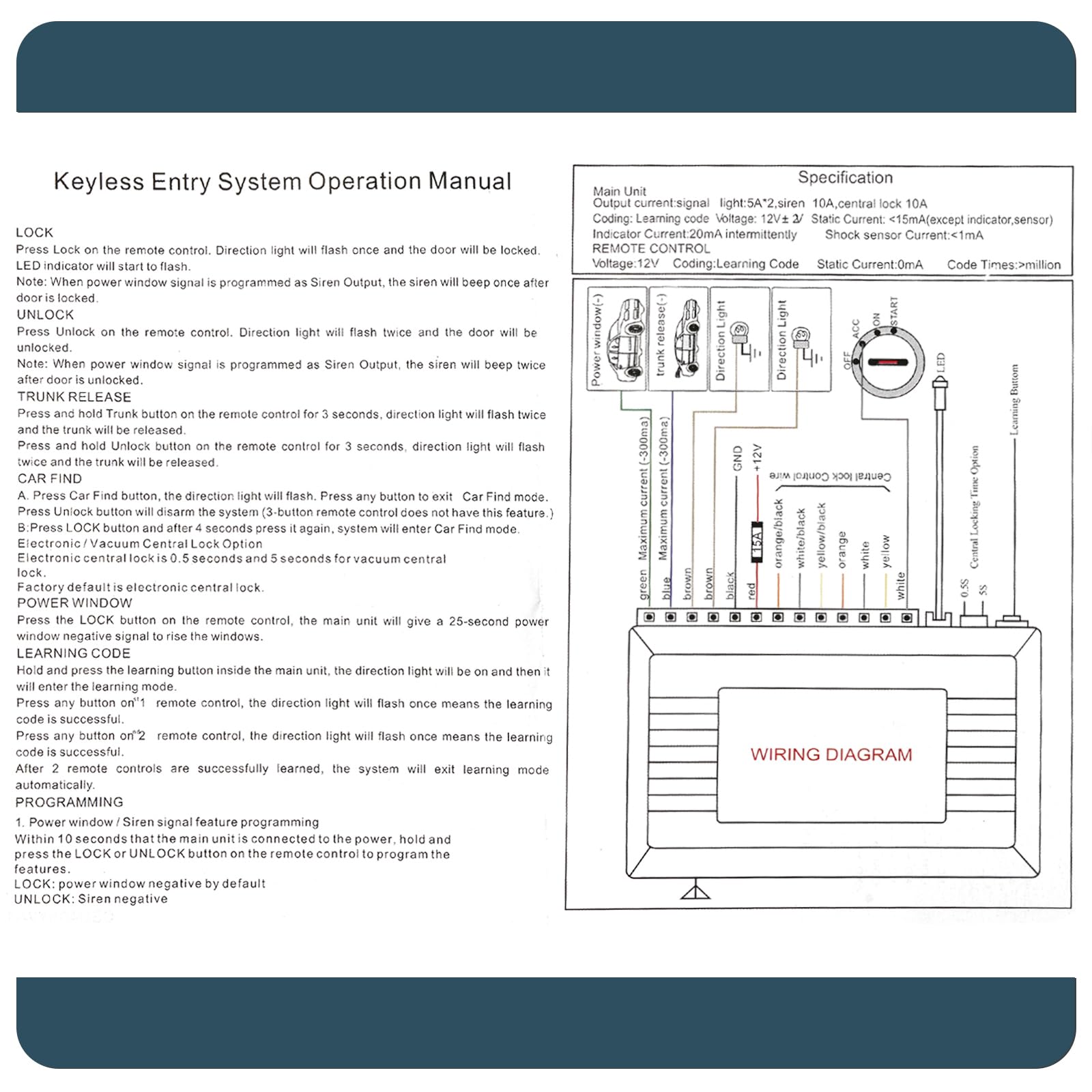 XUKEY Auto Zentralverriegelung Universal Keyless Go Nachrüsten Schlüsselloses Zugangssystem Auto Türschloss Keyless Entry System mit 2 Fernbedienung Kit