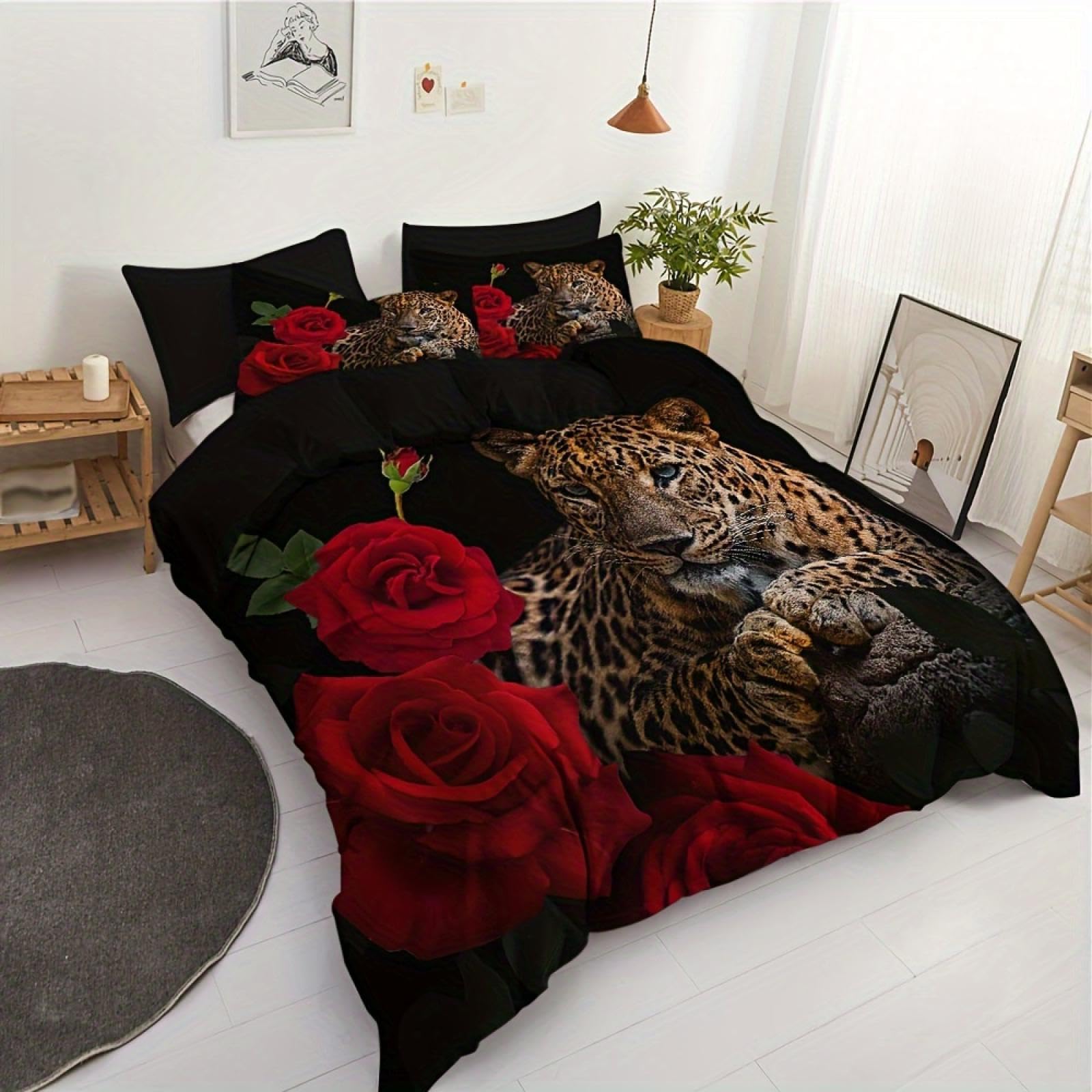 Housse de couette léopard rose 155x210cm, le cadeau déco pour ado et enfant
