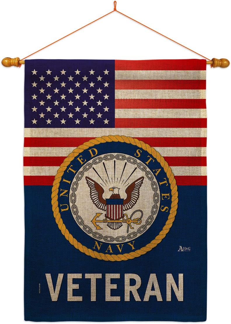Navy US Veteran House Flag Armed Forces USN Seabee United State American Military Retire Official Small Decorative Gift Yard Banner Double-Sided Made In USA 28 X 40