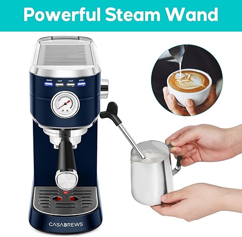 Miniatura 3 de CASABREWS Máquina de café expreso de 20 bares, cafetera profesional de espresso con espumador de leche, máquina de café expreso con tanque de agua