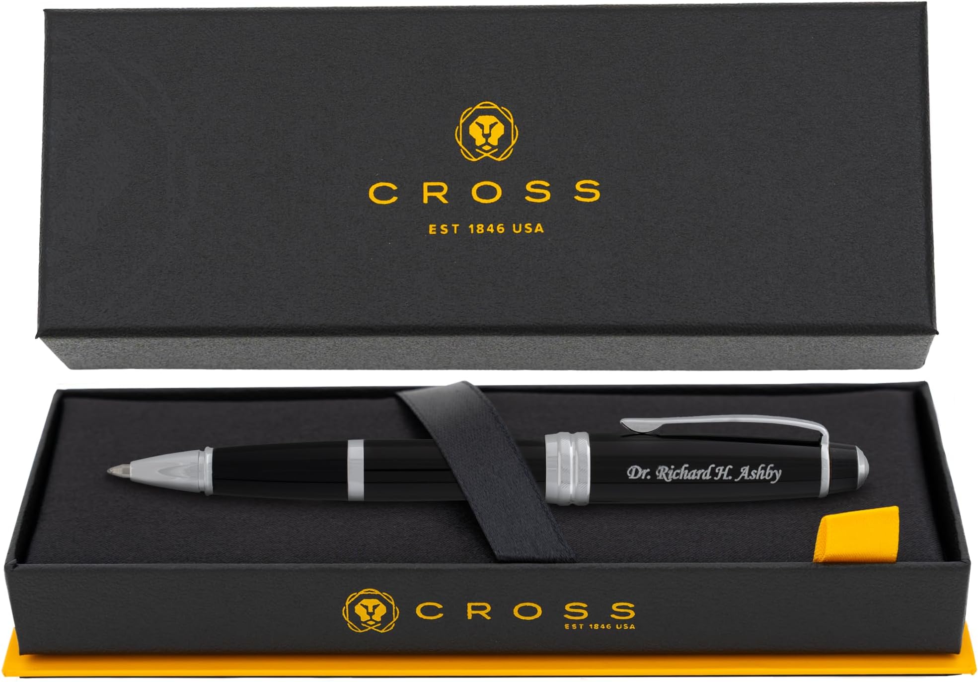 - Cross Bailey Engraved Rollerball Pen, Black Lacquer with Chrome Trim, Selectip Technology, Personalized Gift for Executives, Retirement, Career Advancement, Board Members, Gift Box Included