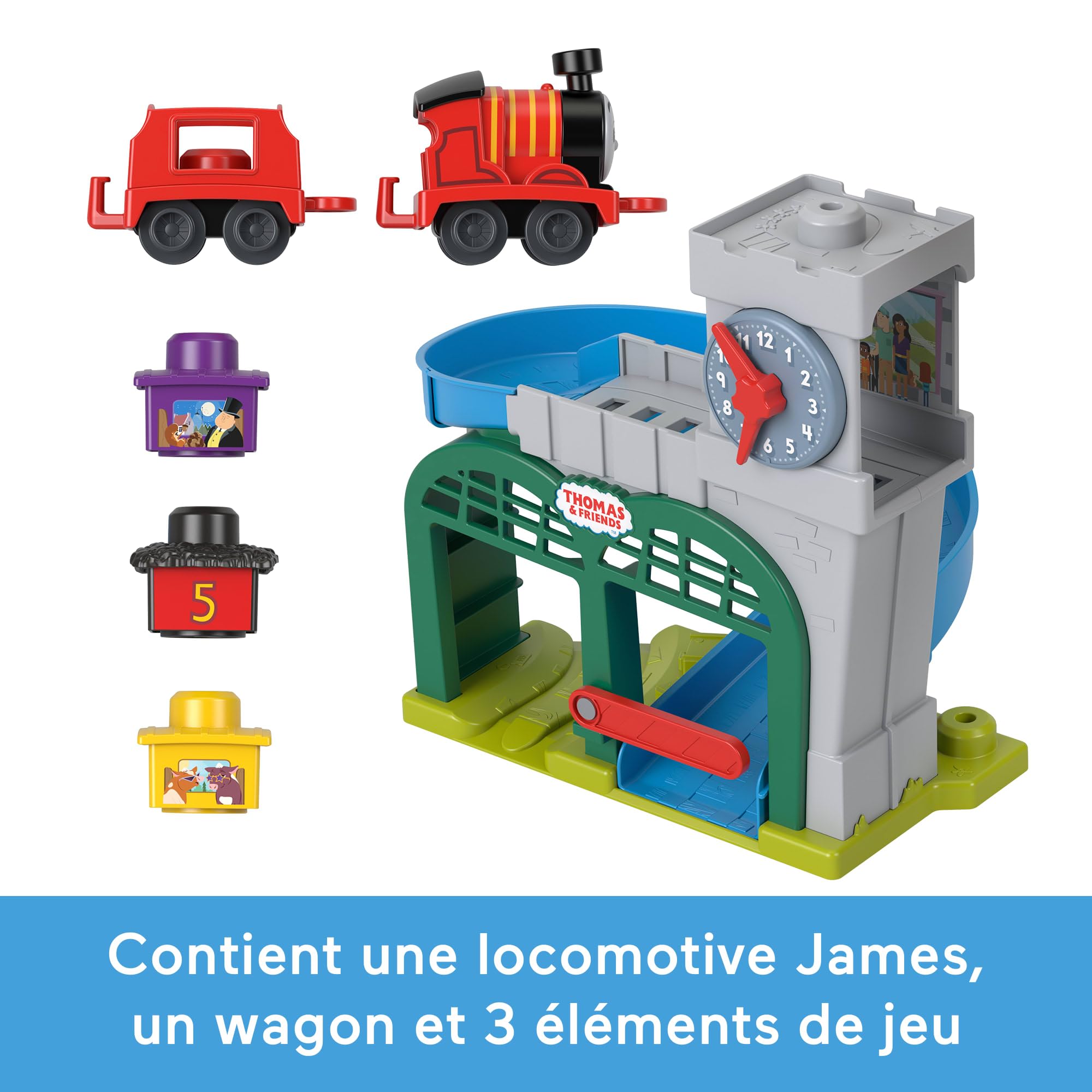 Fisher-Price Coffret Thomas et ses Amis Ma Première Gare des Quatre-Vents avec marchandise à empiler pour enfants à partir de 18 mois
