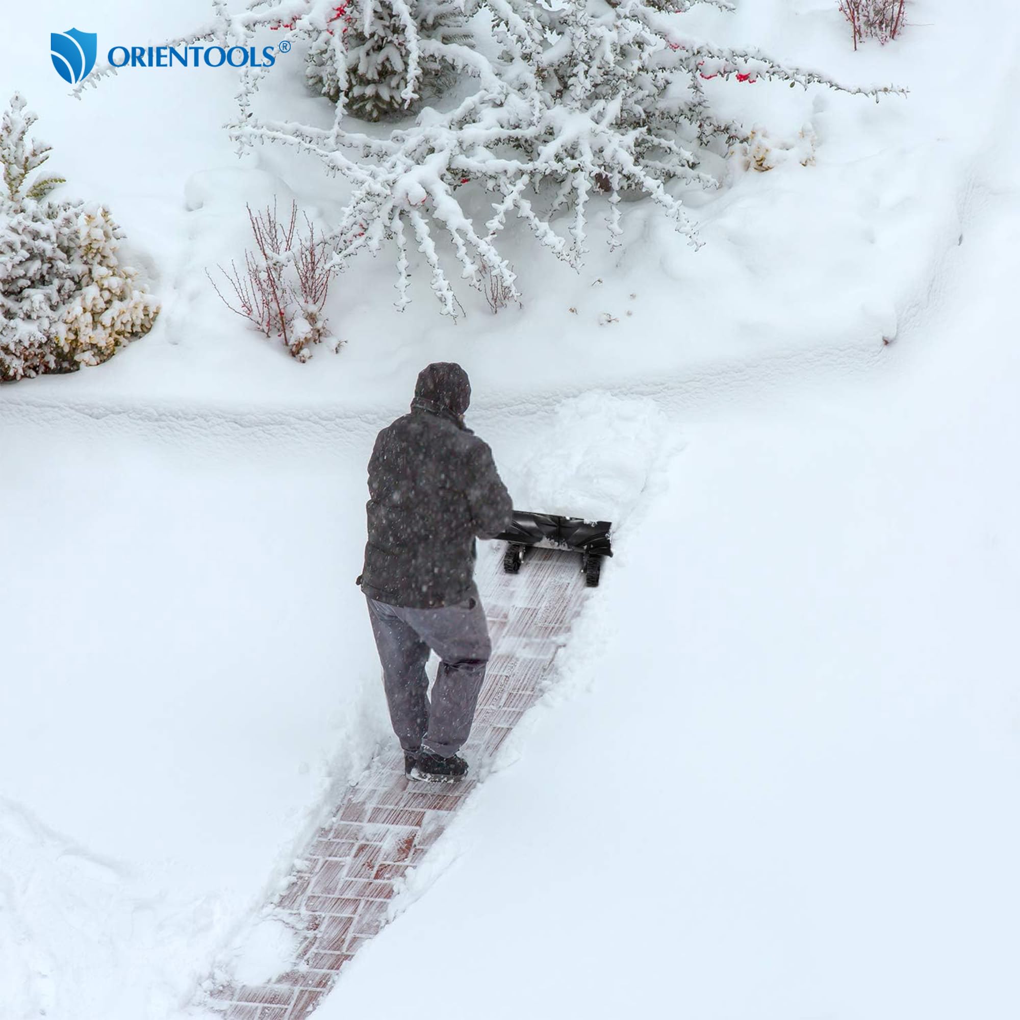 Orientools Poussoir à Neige Manuel Robuste avec poignée réglable