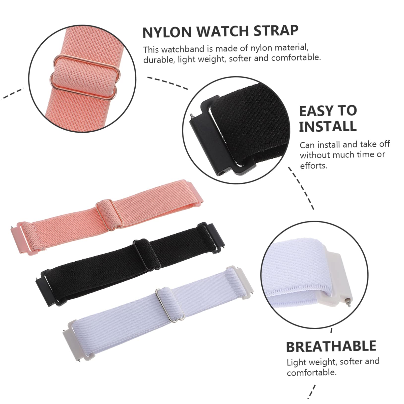 OSALADI 6 Pièces Bracelet Smartwatch Ceinture Bande De Montre Pour Hommes Bracelet De Remplacement Smartwatch Bande 20Mm Hommes Montres Reloj Inteligente Para Hombre Homme Nylon Mode