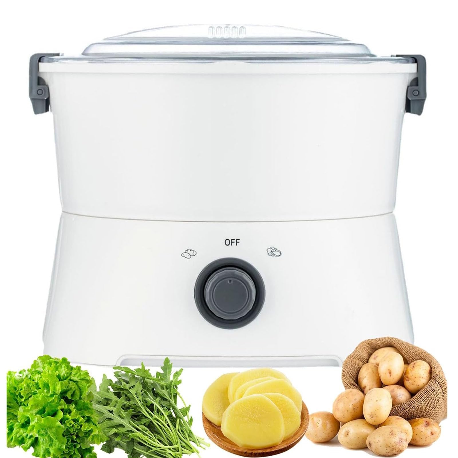Peladora eléctrica de patatas, peladora rápida, capacidad de 800 g, herramienta multifunción, herramienta giratoria automática de ensaladas y dispositivo de pelado rápido de verduras