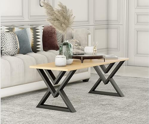 Miniatura 6 de Patas de mesa de centro de 16 pulgadas, patas de escritorio de metal en forma de diamante, color negro, base de silla de banco moderna industrial,