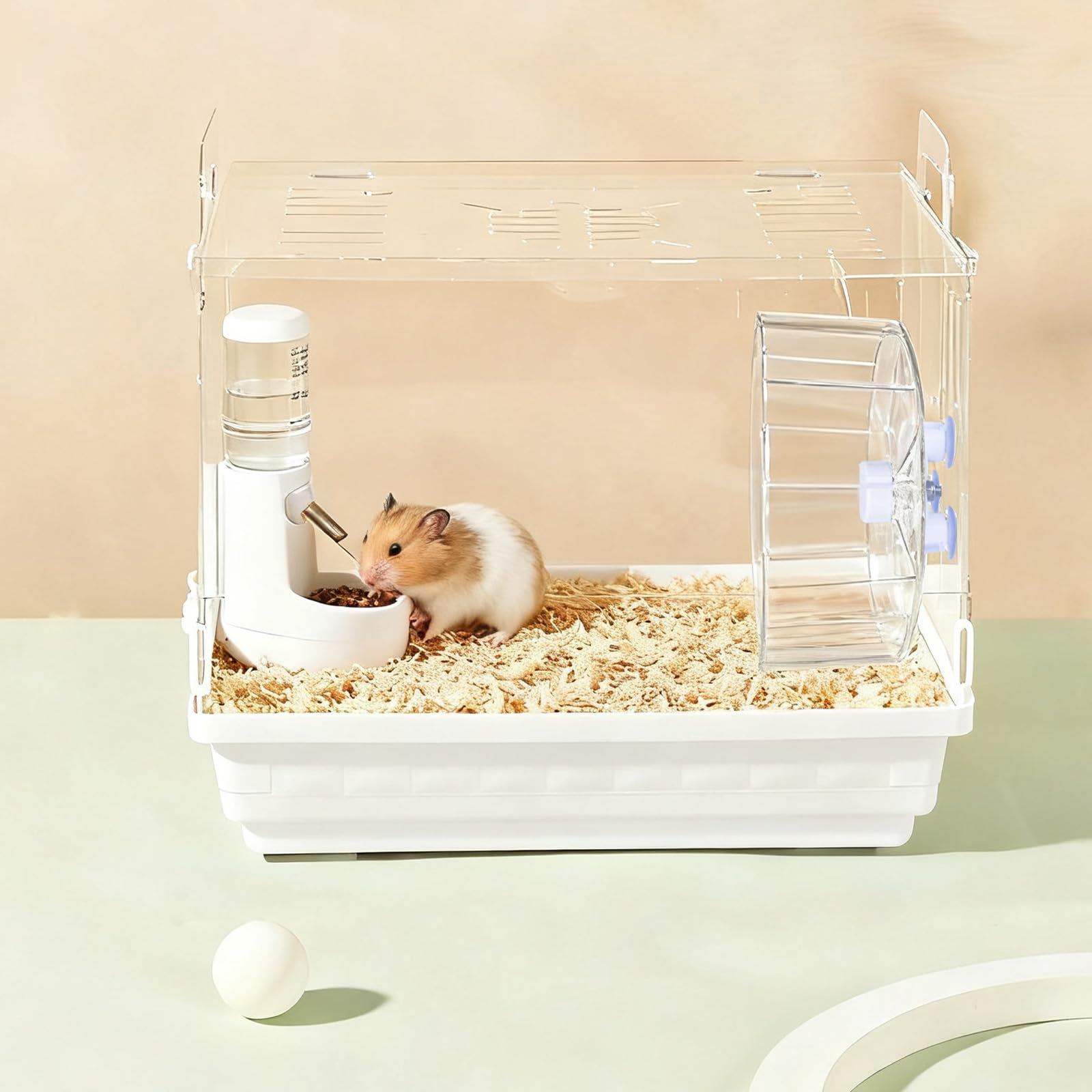 Roues d'exercice super silencieuses pour hamster, gerbilles, souris ou autres petits animaux (transparentes, grandes) de 21,6 cm