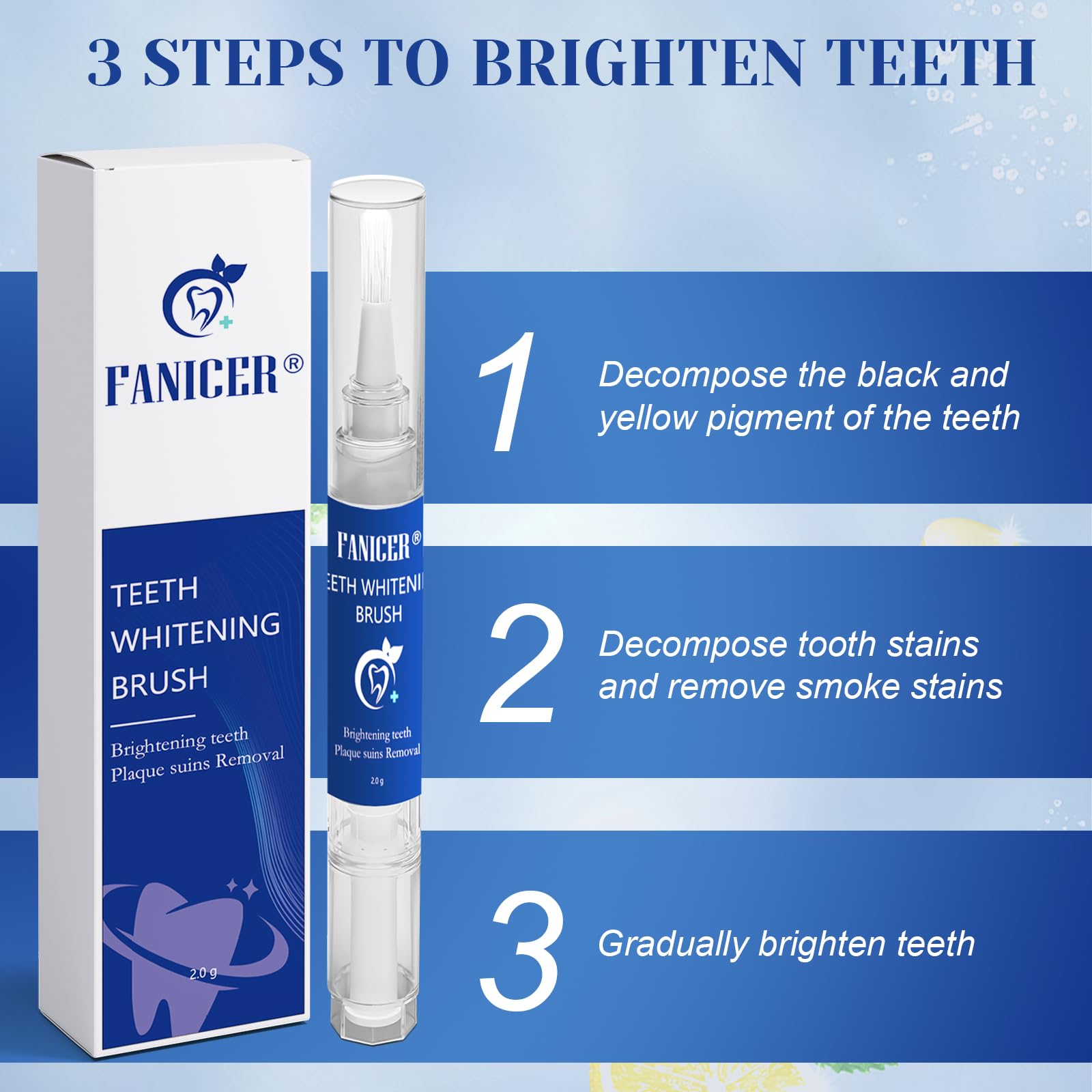 Lapiz Blanqueador Dental, 2 Piezas Gel Blanqueador de Dientes, Profesional Blanqueamiento Dental Efectivo, Sin Sensibilidad Eliminar Las Manchas Dentales