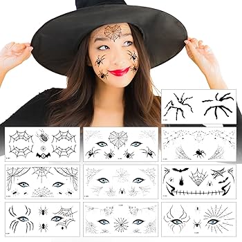 Amazon.co.jp: ハロウィン タトゥーシール 10枚 フェイス 顔