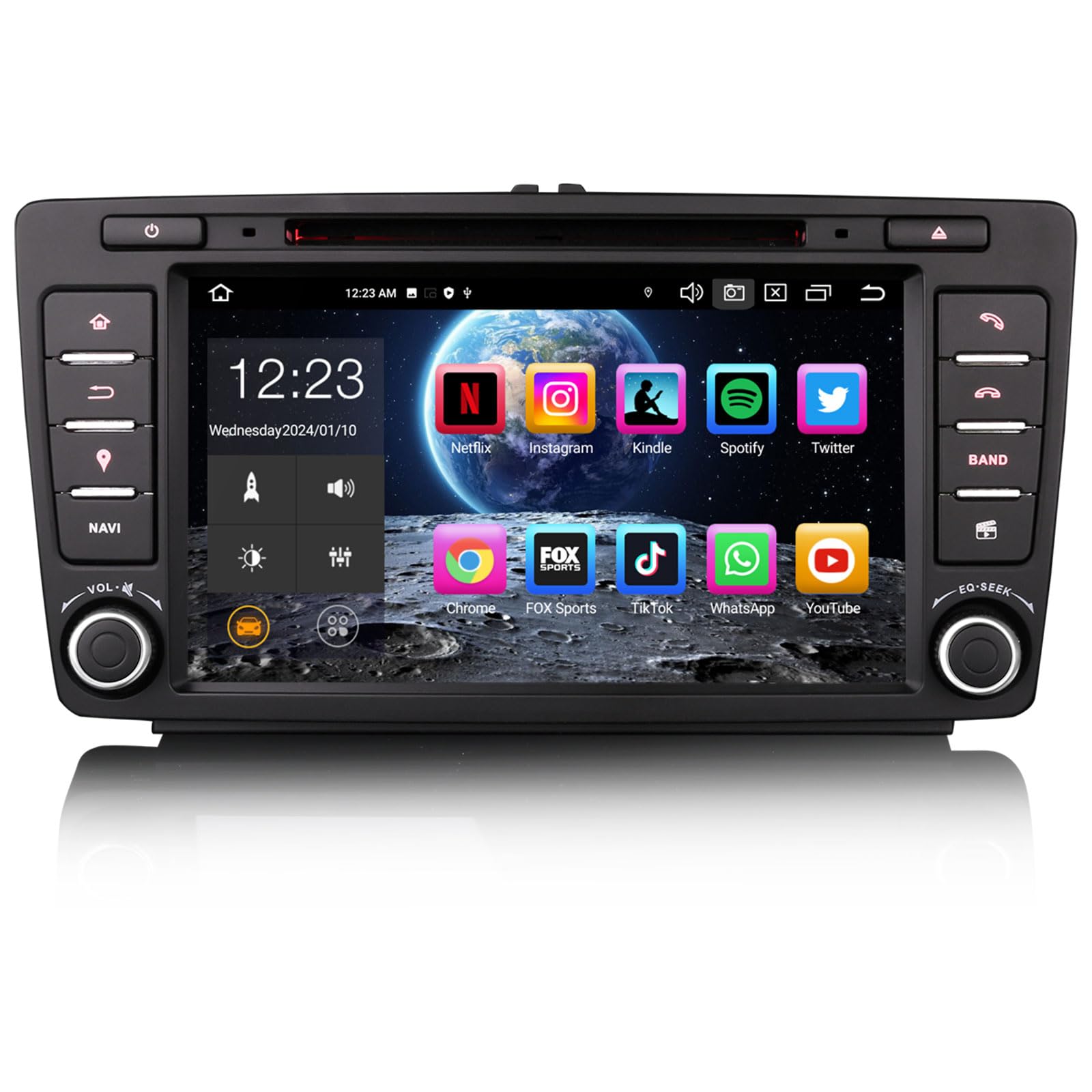 Erisin Android 14 8-Core 4GB+64GB Autoradio GPS Navigatore per Skoda Octavia Yeti Rapid Superb Roomster 8" Lettore DVD IPS Schermo tattile Supporti Bluetooth 5.0 CarPlay Android Auto WiFi DSP CANbus