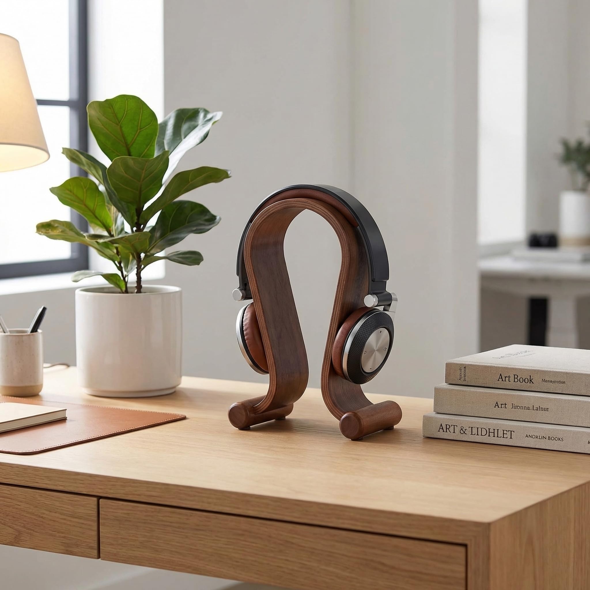 Tebery Kopfhörerhalter Kopfhörerständer Universal aus Holz Halterung Walnussholz Kopfhörer Ständer kopfhörer Halter Gaming Headset Halterung