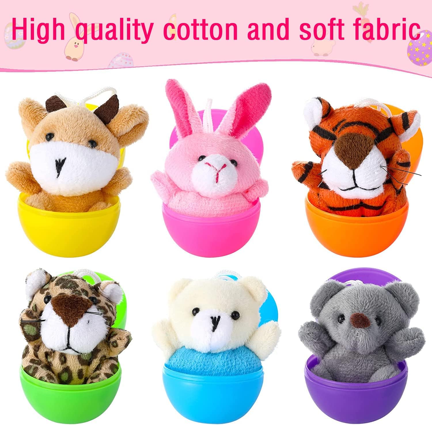 28 Pack Easter Eggs Filled with Mini Plush Animals Stuffed Toy for Kids Basket Stuffers/Fillers, Easter Eggs Hunt, Easter Party Favor，Gift Exchange, Classroom Prize