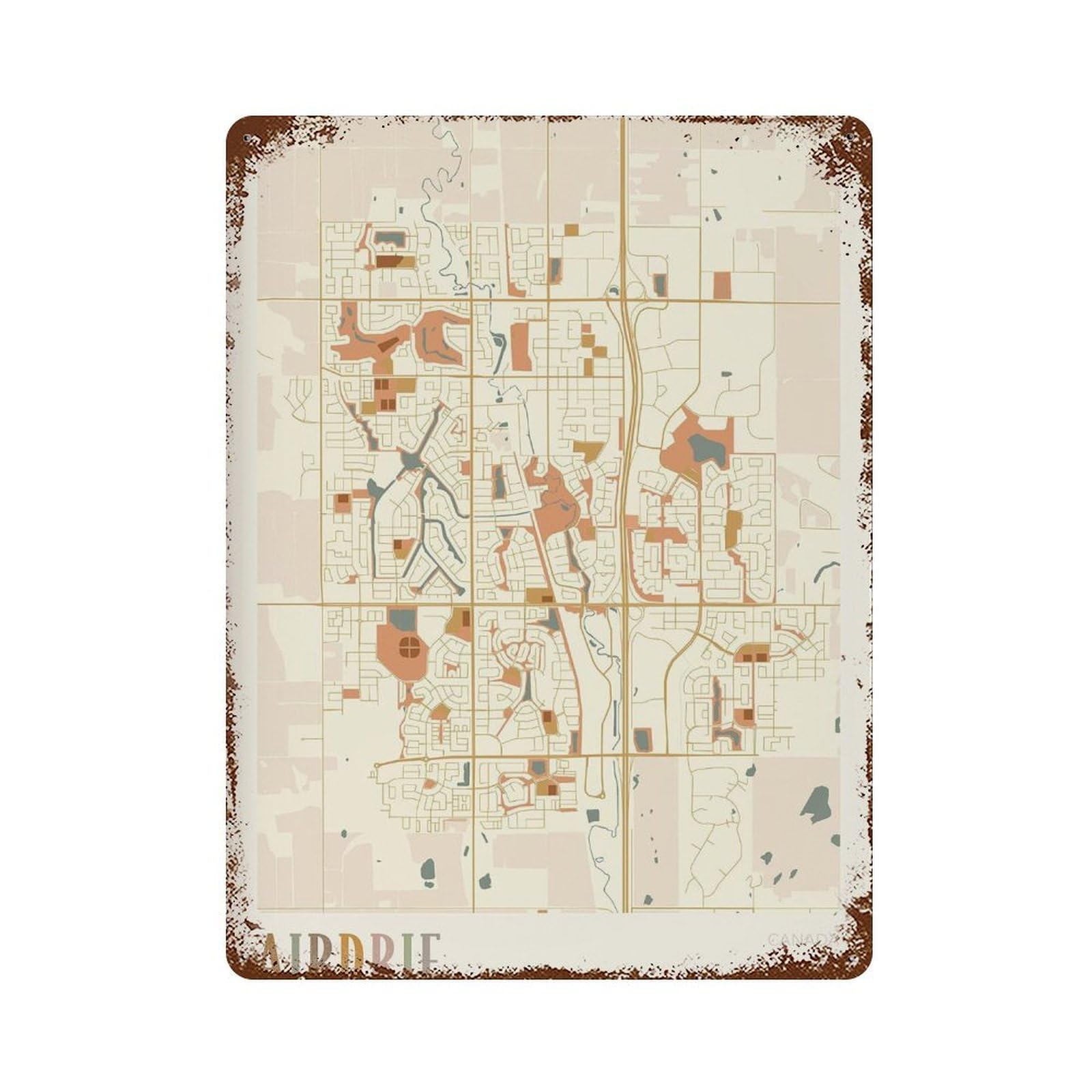 xiaoxiaoshen Airdrie Map Alberta Canada Boho (2) Wall Decor Art Metal Tin Poster Modern Home Decor Art Home Bar Shop Decorations Vintage Sign 40x30cm