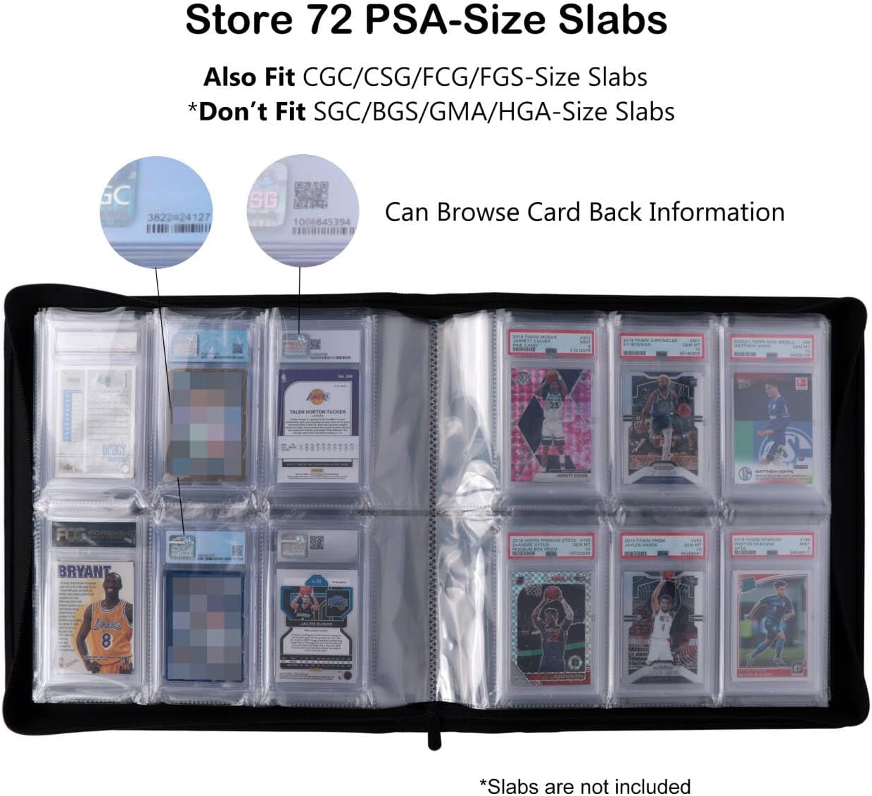 Rayvol PSA Slab Binder, Holds 72 PSA Slabs, 6-Pocket Graded Card Binder for CGC, CSG, FGS and FCG PCS