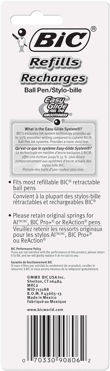 BIC Pen Refill for Wide Body/Velocity/Clear Click, Medium Point, Pack of 2, Blue - MRC21-B-BLU : Office Products