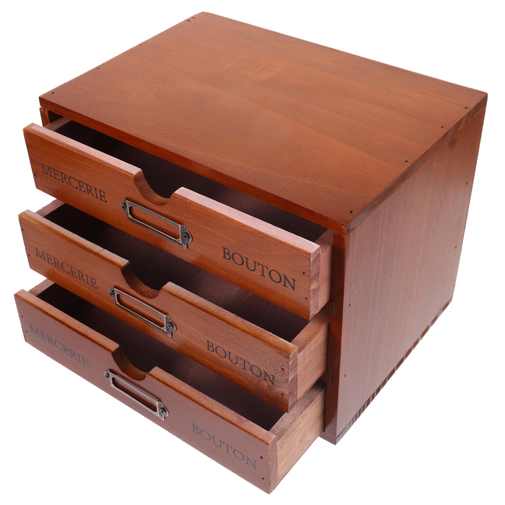 TOGEVAL Organizador De Escritorio Cajones De Madera Vitrina Cosméticos Almacenamiento 3 Capas Práctico