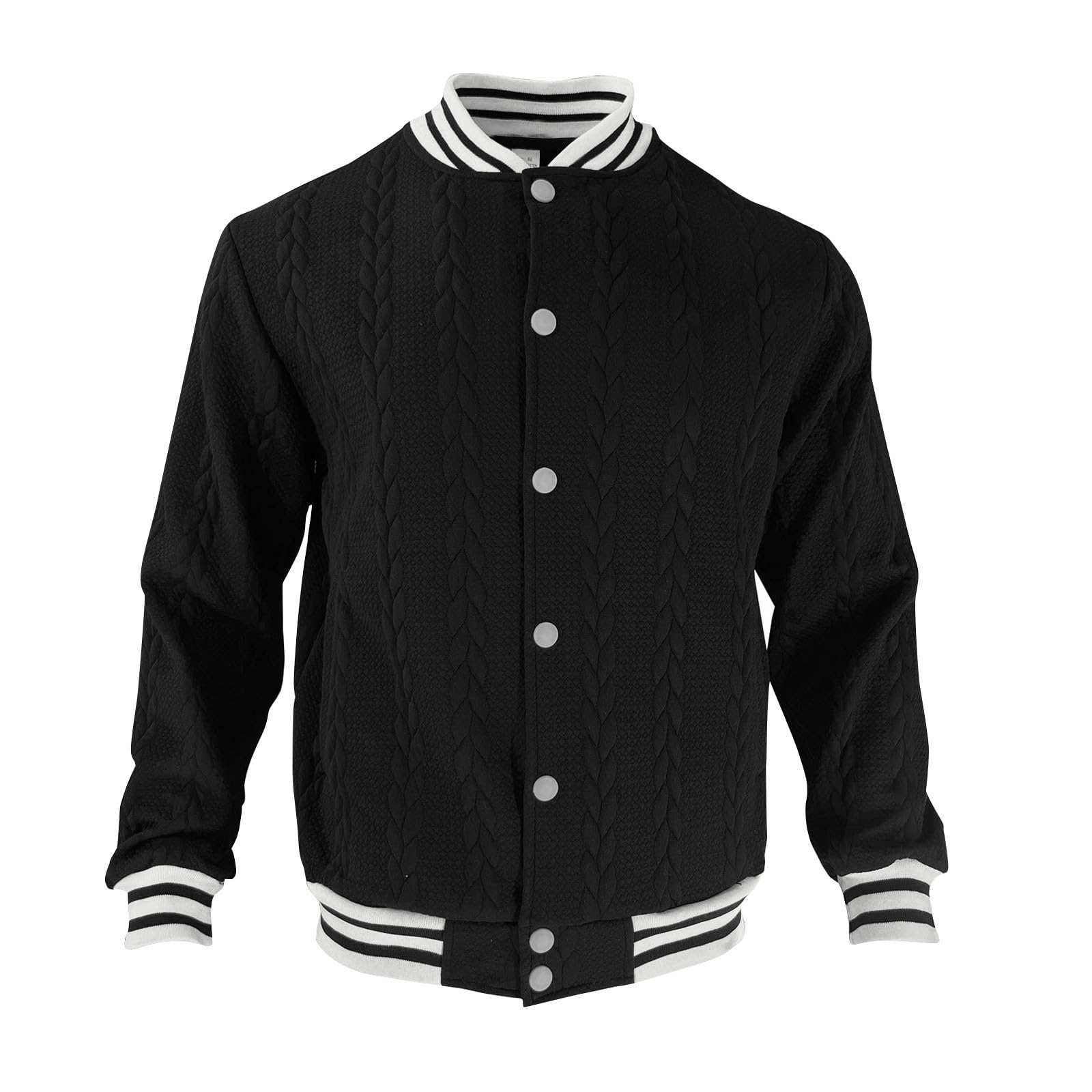 Vasity Letterman Jacket for Men Cotton Long Sleeve Textured Baseball Jacket Slim Fit Fashion Bomber Jackets