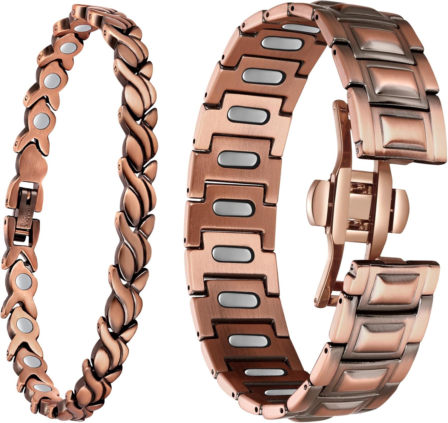 Feraco Copper Magnetic Therapy Bracelet for Men with 5X Strength Magnets,99.99% Pure Copper Therapy Bracelet with 5000 Gauss Magnets