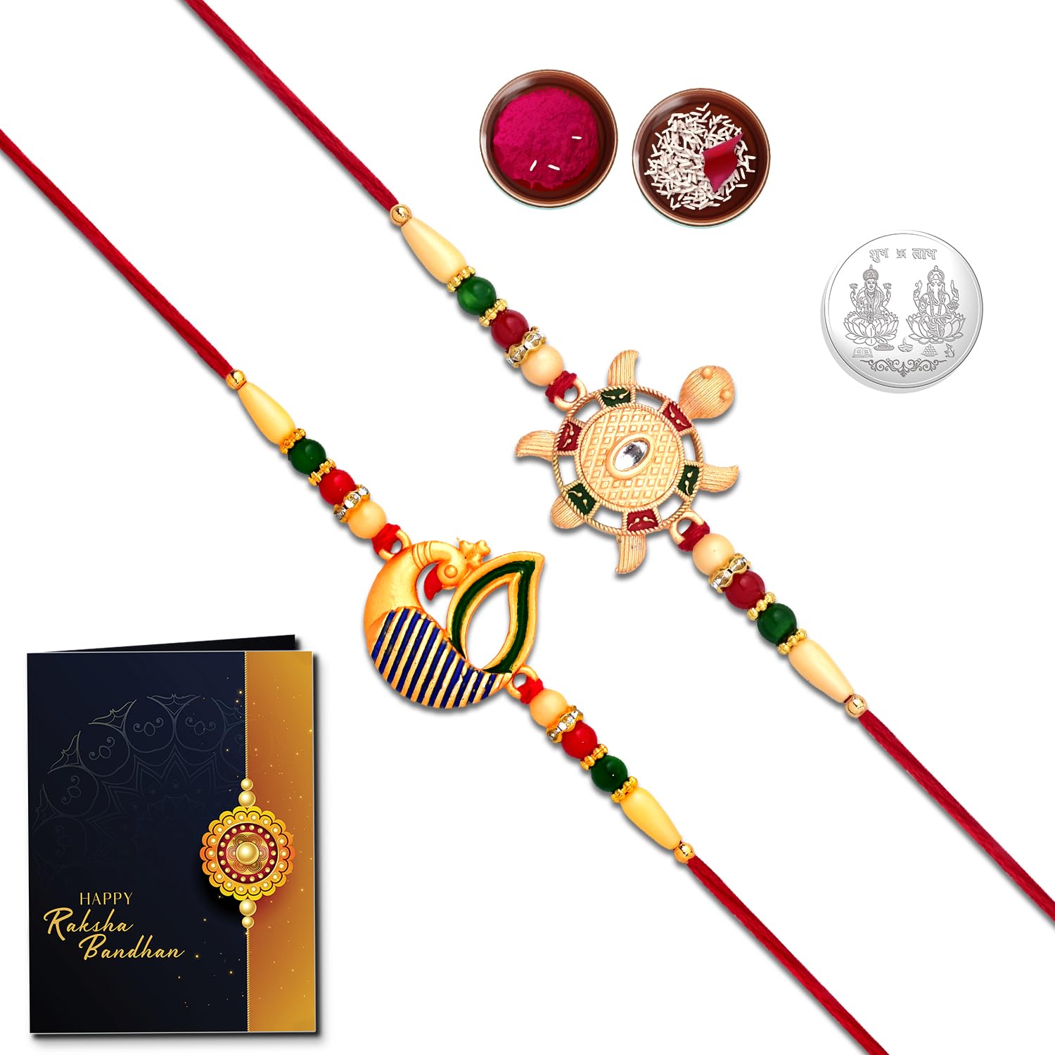 Oblivion (K2_501+507 Rakhi Combo with Pooja Coin & Rakhi Greeting Card, rakhi for brother, rakhi lumba set, Chandi ki rakhi, rakhi cards, kundan rakhi (B0CFLH34WS) Amazon Price History, Amazon Price Tracker
